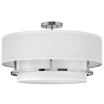 Graham Semi Flush Ceiling Light - Polished Nickel / White