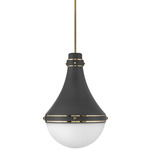 Oliver Pendant - Dark Matte Grey / Etched Opal