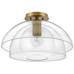 Lotus Flush Light / Pendant - Heritage Brass / Clear