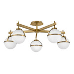 Hollis Ceiling Semi-Flush Mount - Heritage Brass / Etched Opal