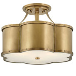 Chance Semi Flush Ceiling Light - Heritage Brass / Etched Opal