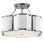 Chance Semi Flush Ceiling Light - Polished Nickel / Etched Opal