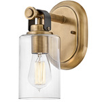 Halstead Wall Sconce - Heritage Brass / Clear