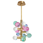 Globo Chandelier - Multi Colored Acrylic Spheres / Brass