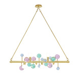 Globo Linear Chandelier - Polished Brass / Multi Colored Acrylic Spheres