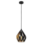 Carlton 3 Pendant - Black / Gold Leaf