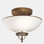 Country I Semi Flush Ceiling Light - Brass / White