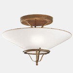 Country II Semi Flush Ceiling Light - Brass / White