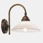 Country II Curved Wall Sconce - Brass / White