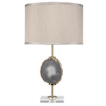 Agate Slice Table Lamp - Antique Brass / Taupe