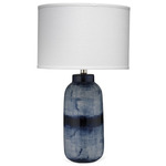 Batik Table Lamp - Indigo Ceramic / White Linen