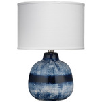 Batik Table Lamp - Indigo Ceramic / White Linen