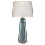 Hobnail Table Lamp - Teal / Off White