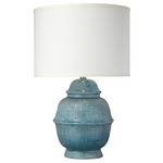Kaya Table Lamp - Blue Ceramic / Sea Salt Linen