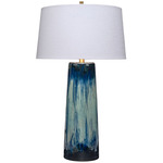 Brushstroke Table Lamp - Aqua / White Linen