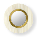 Lens Circular Wall Sconce - Gold / Ivory White Wood