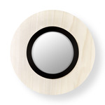 Lens Circular Wall Sconce - Matte Black / Ivory White Wood
