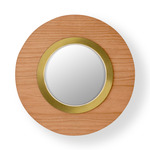 Lens Circular Wall Sconce - Gold / Natural Cherry Wood