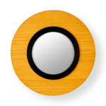 Lens Circular Wall Sconce - Matte Black / Yellow Wood