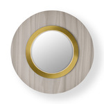 Lens Circular Wall Sconce - Gold / Grey Wood