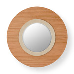 Lens Circular Wall Sconce - Matte Ivory / Natural Cherry Wood