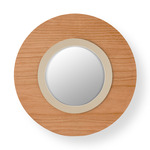 Lens Circular Wall Sconce - Matte Ivory / Natural Cherry