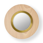 Lens Circular Wall Sconce - Gold / Natural Beech Wood