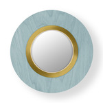Lens Circular Wall Sconce - Gold / Sea Blue Wood