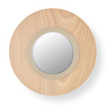 Lens Circular Wall Sconce - Matte Ivory / Natural Beech Wood