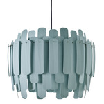 Maruja Pendant - Matte Black / Sea Blue Wood