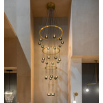 Drape Circle Tier Chandelier - Brushed Brass / Transparent Olivin