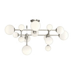 Sabon Semi Flush Ceiling Light - Satin Nickel / White