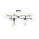 Sabon Semi Flush Ceiling Light - Satin Black / White