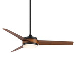 Mod Ceiling Fan with Light - Matte Black / Distressed Koa