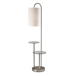 Leonard Shelf Floor Lamp - Brushed Steel / White Linen