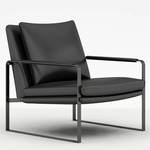 Leman Lounge Chair with Darkened Steel frame - Darkened Steel / Black Leather