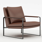 Leman Lounge Chair with Darkened Steel frame - Darkened Steel / Light Brown Leather