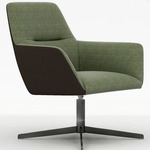 Qing Swivel Lounge Chair - Black / Pineneedle/Dark Brown