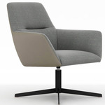 Qing Swivel Lounge Chair - Black / Overcast/Cafe Noir
