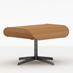 Qing Swivel Ottoman - Black / Orange Leather
