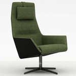 Qing Swivel Lounge Chair - Black / Pineneedle/Dark Brown