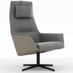 Qing Swivel Lounge Chair - Black / Overcast/Cafe Noir