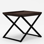 Enzo Side Table - Darkened Steel / Brown Walnut