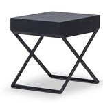 Enzo Side Table with Drawer - Darkened Steel / Black Walnut