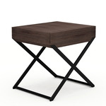 Enzo Side Table with Drawer - Darkened Steel / Brown Walnut