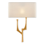 Bodnant Wall Sconce - Antique Gold Leaf / Off-White Linen