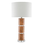 Birdseye Table Lamp - Light Wood / White Shantung