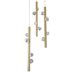 Stella Round Multi Light Pendant - Gilded Brass / Cast Zircon