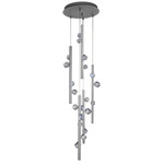 Stella Round Multi Light Pendant - Beige Silver / Cast Zircon