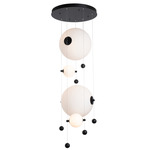 Abacus Round Multi Light Pendant - Black / Opal